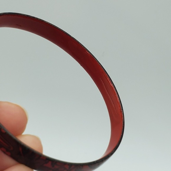 Red Enameled Bracelet and Ring‎ Size 5 Flowers Womens Fashion Jewelry - Picture 4 of 11